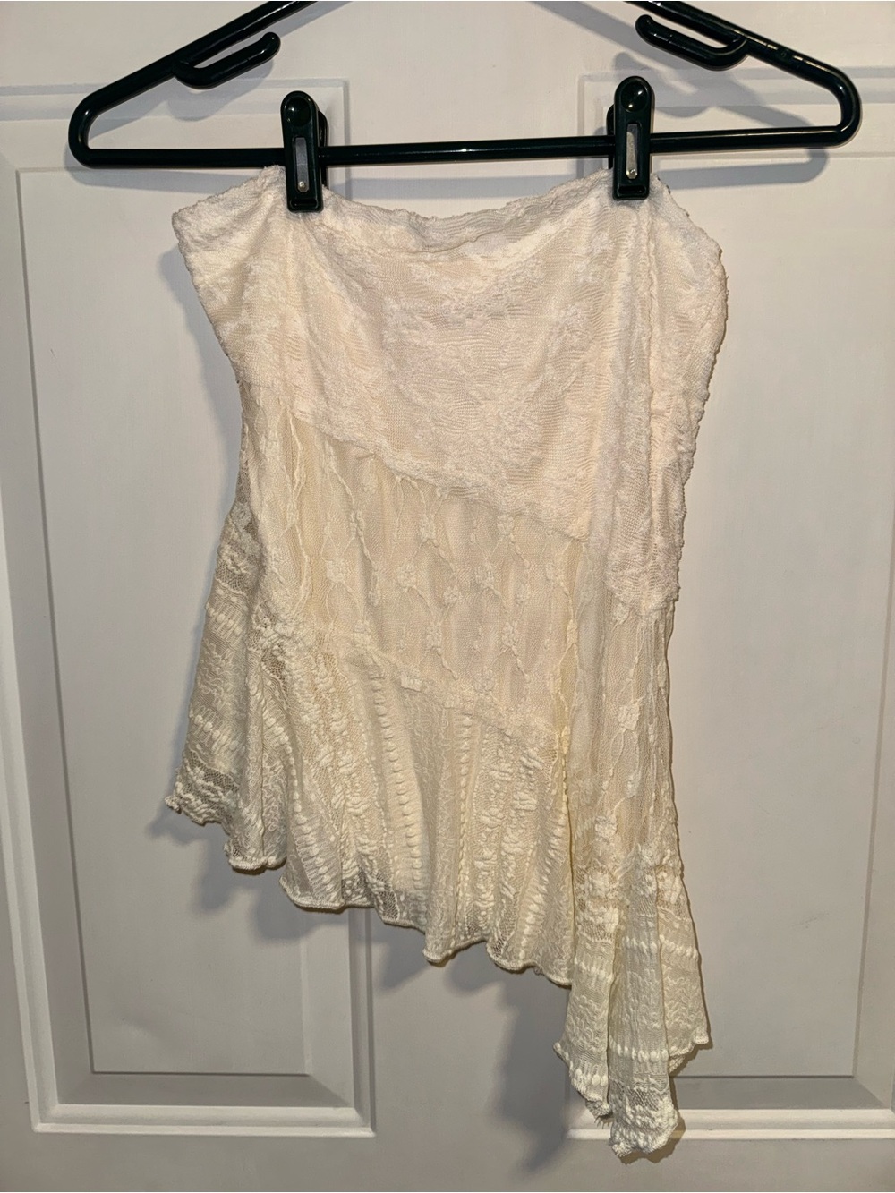 Ivory Asymmetric Lace tube top Women